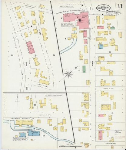 Sanborn Fire Insurance Map from Southbridge, Worcester County, Massachusetts (1899), Sheet #0011 - Complete Map Set gallery image, historic Sanborn map, vintage wall art, Massachusetts Massachusetts