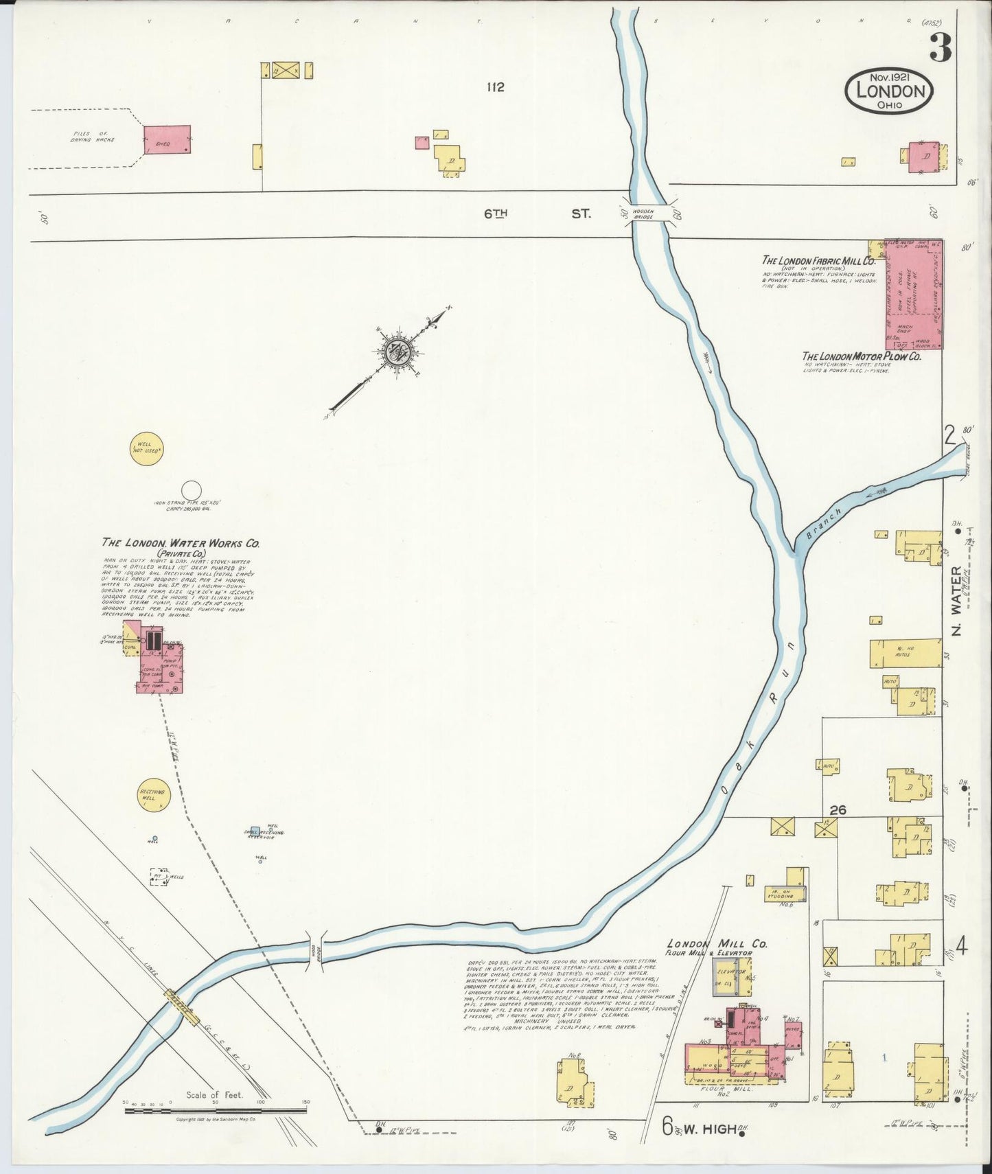 Sanborn Fire Insurance Map from London, Madison County, Ohio (1921), Sheet #0003 - Complete Map Set gallery image, historic Sanborn map, vintage wall art, Ohio Ohio