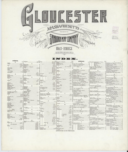 Sanborn Fire Insurance Map from Gloucester, Essex County, Massachusetts. (1893) – Historic Sanborn Fire Insurance Map Print