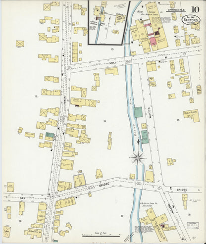 Sanborn Fire Insurance Map from Sanford, York County, Maine (1906), Sheet #0010 - Complete Map Set gallery image, historic Sanborn map, vintage wall art, Maine Maine