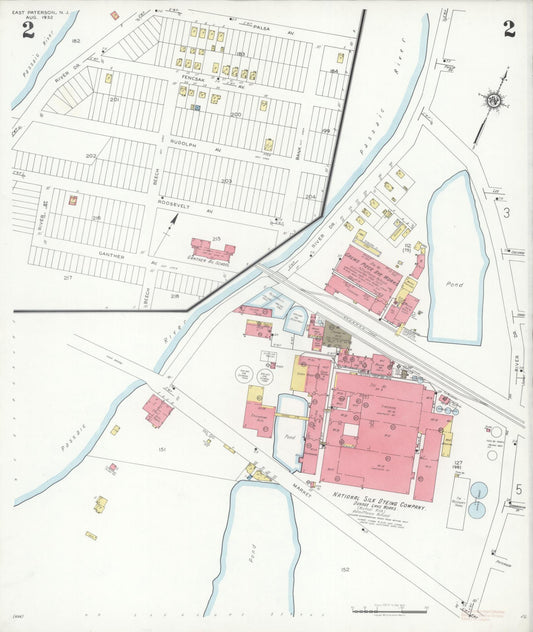 Sanborn Fire Insurance Map from East Paterson, Bergen County, New Jersey (1932), Sheet #0002 - Historic Sanborn Fire Insurance Map Print, vintage old map wall art, antique decor, genealogy gift, New Jersey New Jersey map