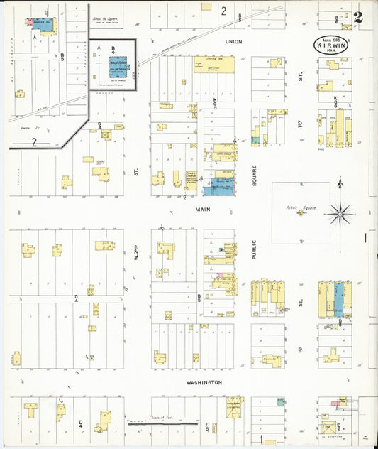 Sanborn Fire Insurance Map from Kirwin, Phillips County, Kansas (1905), Sheet #0002 - Historic Sanborn Fire Insurance Map Print, vintage old map wall art, antique decor, genealogy gift, Kansas Kansas map