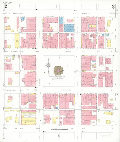 Sanborn Fire Insurance Map from Albia, Monroe County, Iowa (1933), Sheet #0002 - Historic Sanborn Fire Insurance Map Print