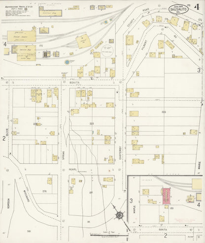 Sanborn Fire Insurance Map from Sausalito, Marin County, California (1919), Sheet #0004 - Complete Map Set gallery image, historic Sanborn map, vintage wall art, California California