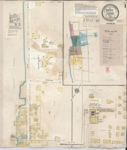 Sanborn Fire Insurance Map from Lahaina, Maui County, Hawaii (1950), Sheet #0001 - Historic Sanborn Fire Insurance Map Print, vintage old map wall art, antique decor, genealogy gift, Hawaii Hawaii map
