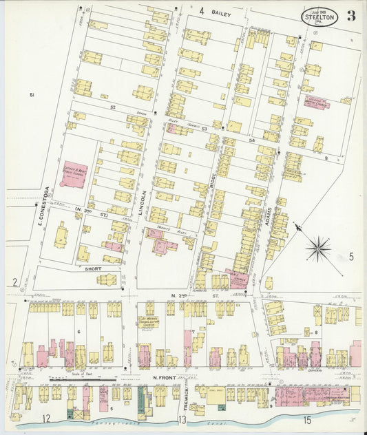 Sanborn Fire Insurance Map from Steelton, Dauphin County, Pennsylvania (1909), Sheet #0003 - Historic Sanborn Fire Insurance Map Print, vintage old map wall art, antique decor, genealogy gift, Pennsylvania Pennsylvania map