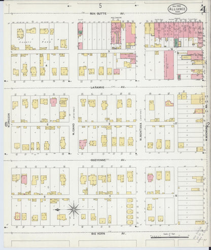 Sanborn Fire Insurance Map from Alliance, Box Butte County, Nebraska (1903), Sheet #0004 - Complete Map Set gallery image, historic Sanborn map, vintage wall art, Nebraska Nebraska