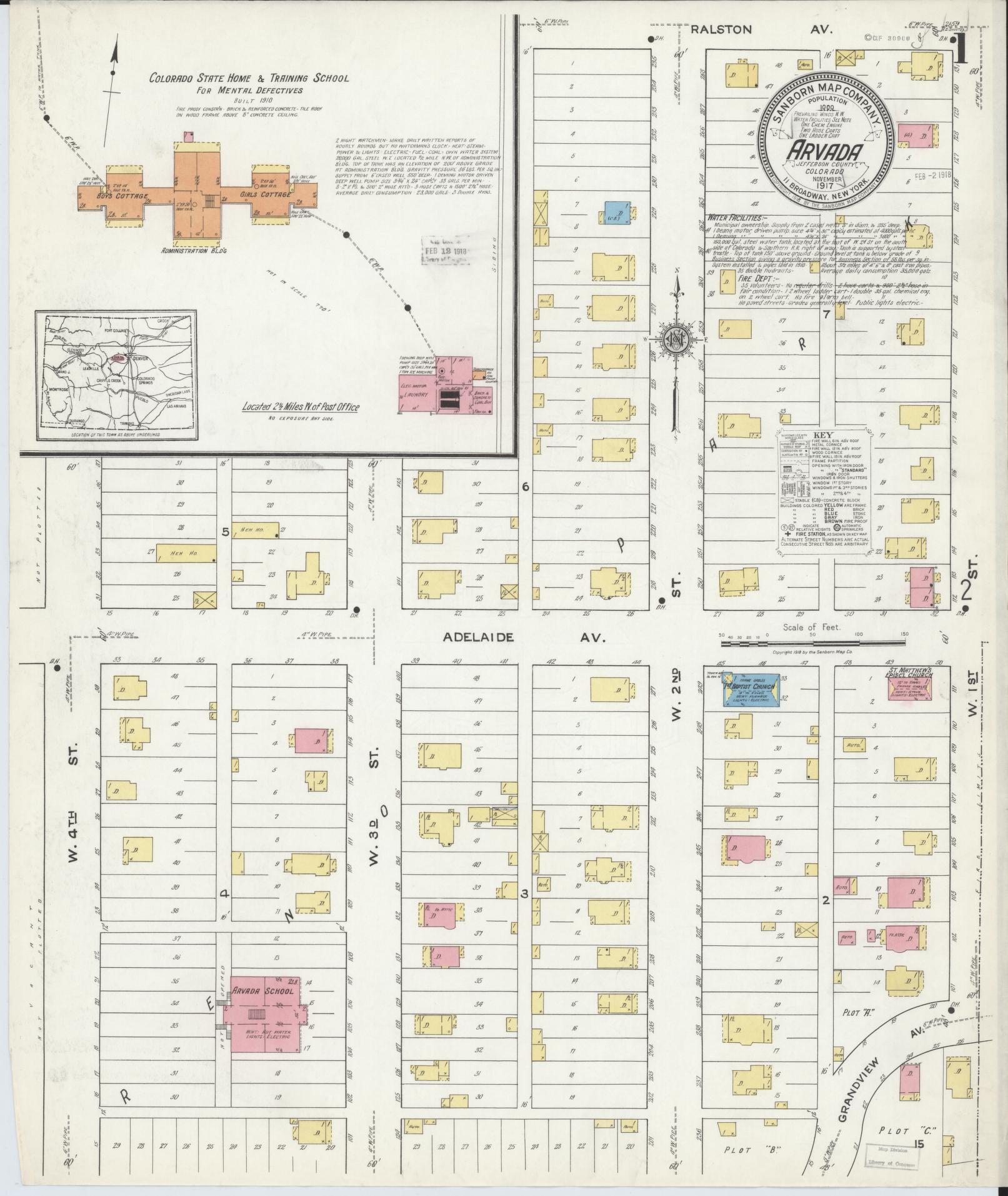 Sanborn Fire Insurance Map from Arvada, Jefferson County, Colorado (1917), Sheet #0001 - Historic Sanborn Fire Insurance Map Print, vintage old map wall art, antique decor, genealogy gift, Colorado Colorado map