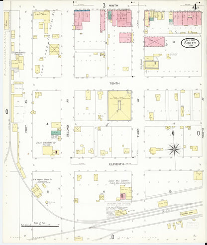 Sanborn Fire Insurance Map from Sibley, Osceola County, Iowa (1907), Sheet #0004 - Historic Sanborn Fire Insurance Map Print, vintage old map wall art