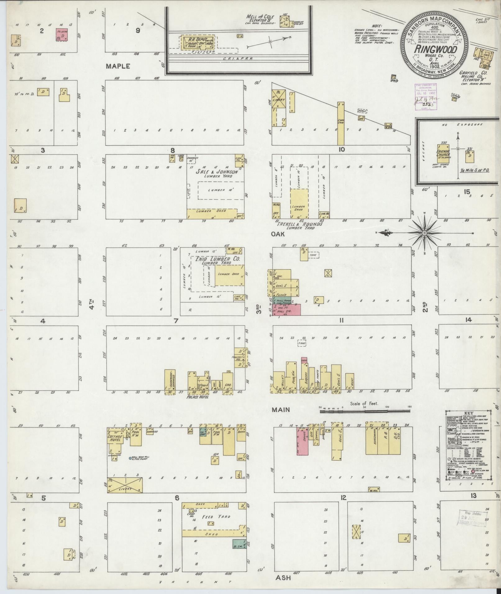 Sanborn Fire Insurance Map from Ringwood, Major County, Oklahoma (1902), Sheet #0001 - Historic Sanborn Fire Insurance Map Print, vintage old map wall art, antique decor, genealogy gift, Oklahoma Oklahoma map