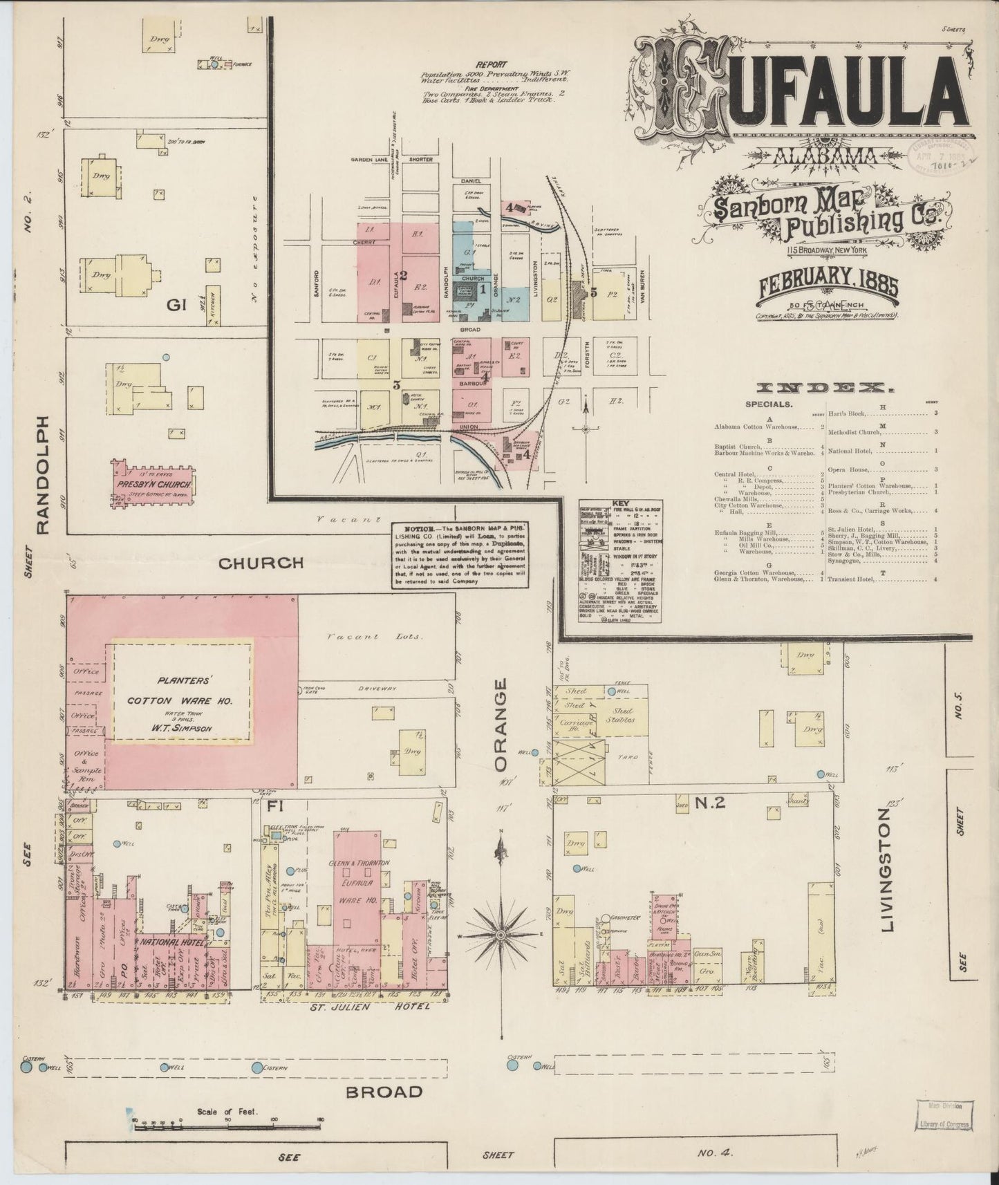 Sanborn Fire Insurance Map from Eufaula, Barbour County, Alabama (1885), Sheet #0001 - Historic Sanborn Fire Insurance Map Print, vintage old map wall art, antique decor, genealogy gift, Alabama Alabama map