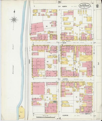 Sanborn Fire Insurance Map from Baton Rouge, East Baton Rouge Parish, Louisiana (1903), Sheet #0002 - Complete Map Set gallery image, historic Sanborn map, vintage wall art, Louisiana Louisiana