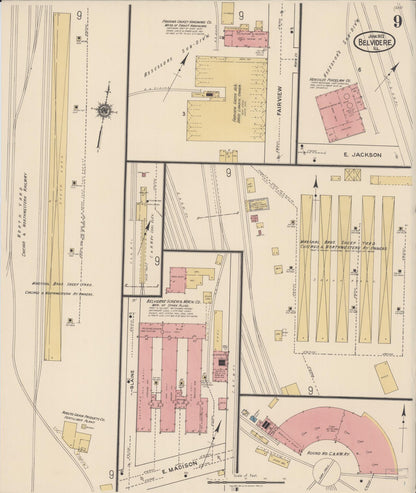 Sanborn Fire Insurance Map from Belvidere, Boone County, Illinois (1922), Sheet #0009 - Complete Map Set gallery image, historic Sanborn map, vintage wall art, Illinois Illinois