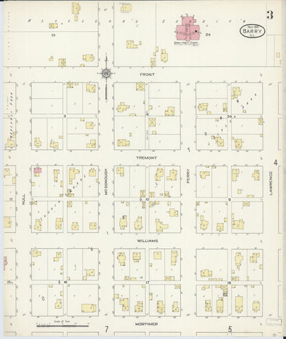 Sanborn Fire Insurance Map from Barry, Pike County, Illinois (1913), Sheet #0003 - Complete Map Set gallery image, historic Sanborn map, vintage wall art, Illinois Illinois