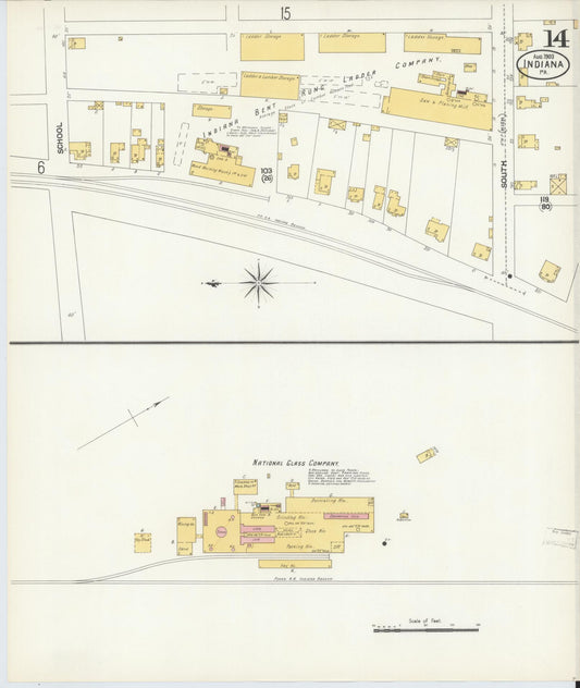 Sanborn Fire Insurance Map from Indiana, Indiana County, Pennsylvania (1903), Sheet #0014 - Historic Sanborn Fire Insurance Map Print, vintage old map wall art, antique decor, genealogy gift, Sanborn Fire Insurance Map from Indiana Indiana map