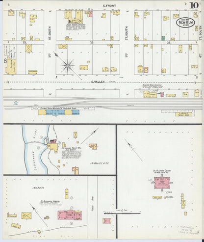 Sanborn Fire Insurance Map from New Ulm, Brown County, Minnesota (1899), Sheet #0010 - Historic Sanborn Fire Insurance Map Print, vintage old map wall art, antique decor, genealogy gift, Minnesota Minnesota map