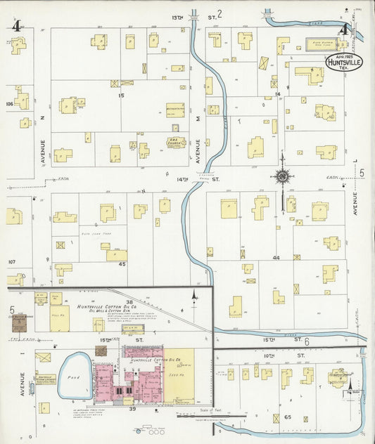 Sanborn Fire Insurance Map from Huntsville, Walker County, Texas (1925), Sheet #0004 - Historic Sanborn Fire Insurance Map Print, vintage old map wall art, antique decor, genealogy gift, Texas Texas map