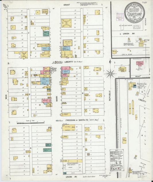 Sanborn Fire Insurance Map from Courtland, Republic County, Kansas (1905), Sheet #0001 - Historic Sanborn Fire Insurance Map Print, vintage old map wall art, antique decor, genealogy gift, Kansas Kansas map