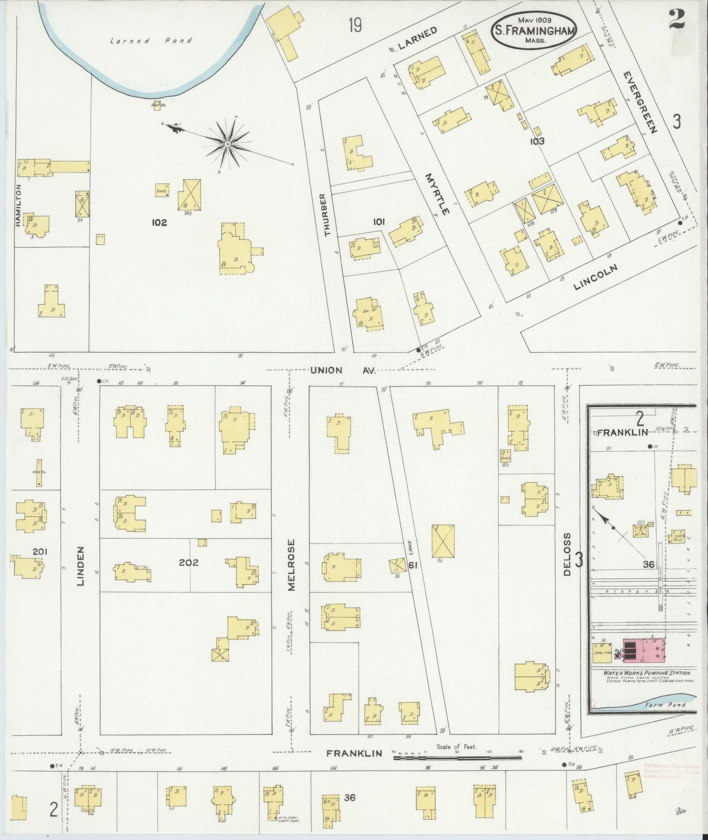 Sanborn Fire Insurance Map from South Farmington, Middlesex County, Massachusetts (1909), Sheet #0002 - Complete Map Set gallery image, historic Sanborn map, vintage wall art, Massachusetts Massachusetts