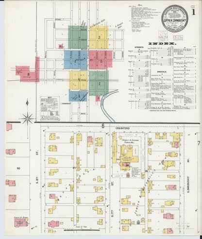 Sanborn Fire Insurance Map from Upper Sandusky, Wyandot County, Ohio (1902), Sheet #0001 - Complete Map Set gallery image, historic Sanborn map, vintage wall art, Ohio Ohio