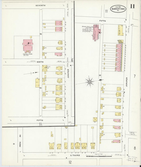 Sanborn Fire Insurance Map from Quakertown, Bucks County, Pennsylvania (1909), Sheet #0011 - Historic Sanborn Fire Insurance Map Print, vintage old map wall art, antique decor, genealogy gift, Pennsylvania Pennsylvania map