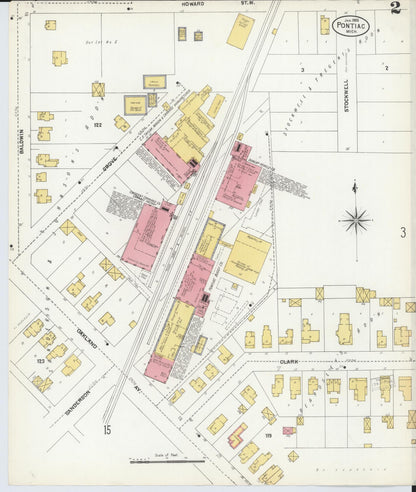Sanborn Fire Insurance Map from Pontiac, Oakland County, Michigan (1903), Sheet #0002 - Historic Sanborn Fire Insurance Map Print, vintage old map wall art, antique decor, genealogy gift, Michigan Michigan map