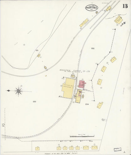 Sanborn Fire Insurance Map from Martinez, Contra Costa County, California (1908), Sheet #0013 - Complete Map Set gallery image, historic Sanborn map, vintage wall art, California California