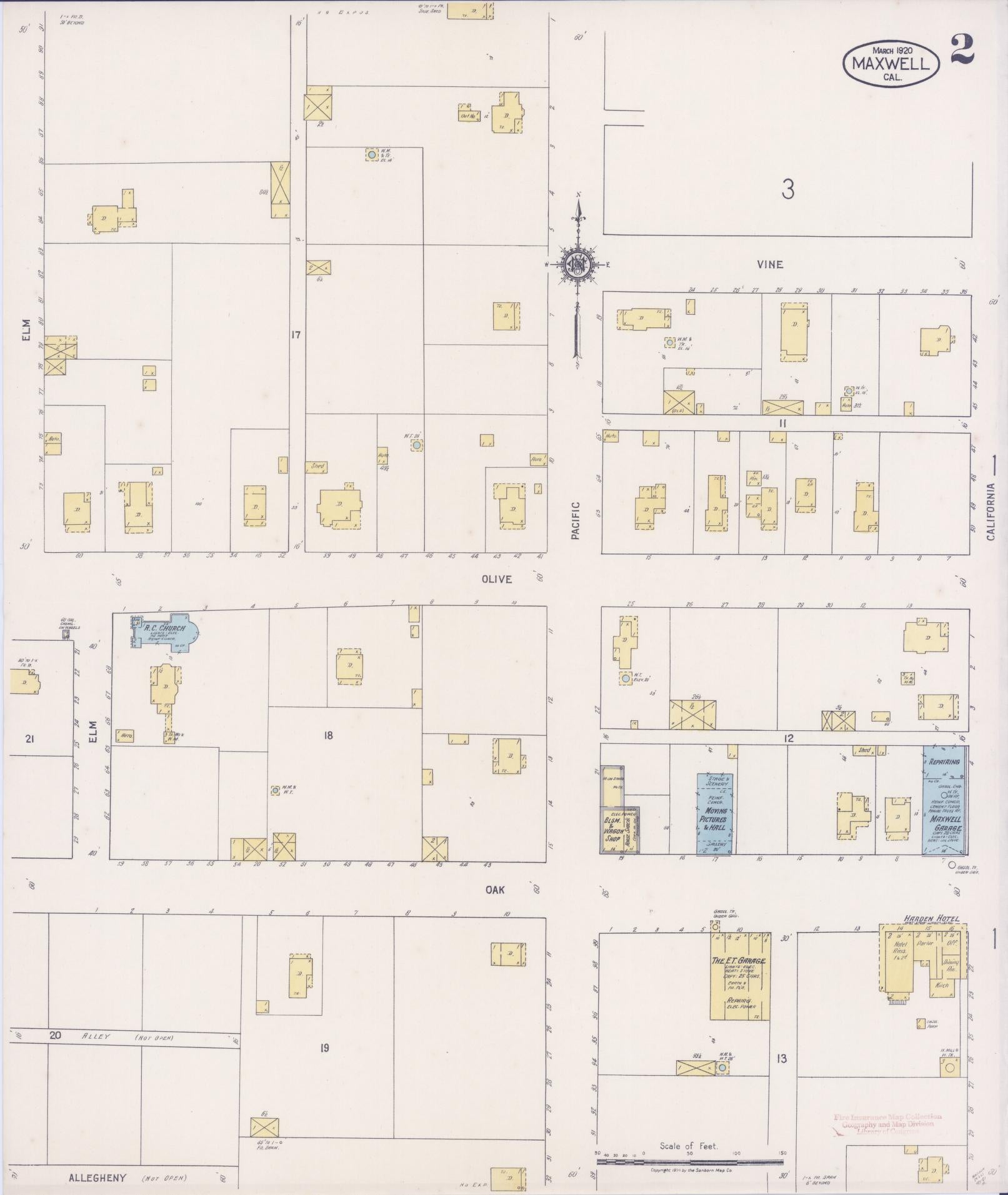 Sanborn Fire Insurance Map from Maxwell, Colusa County, California (1920), Sheet #0002 - Historic Sanborn Fire Insurance Map Print, vintage old map wall art, antique decor, genealogy gift, California California map