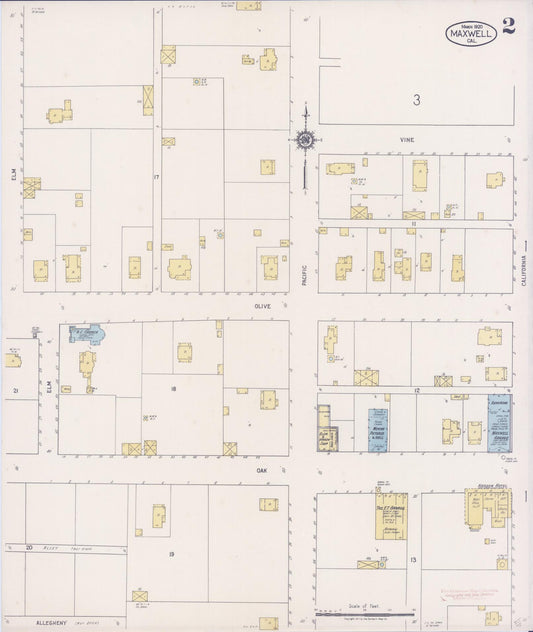 Sanborn Fire Insurance Map from Maxwell, Colusa County, California (1920), Sheet #0002 - Historic Sanborn Fire Insurance Map Print, vintage old map wall art, antique decor, genealogy gift, California California map