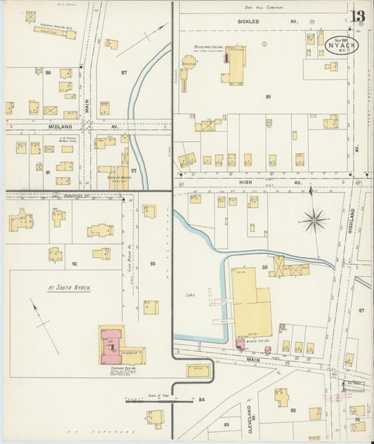 Sanborn Fire Insurance Map from Nyack, Rockland County, New York (1903), Sheet #0013 - Historic Sanborn Fire Insurance Map Print, vintage old map wall art, antique decor, genealogy gift, New York New York map