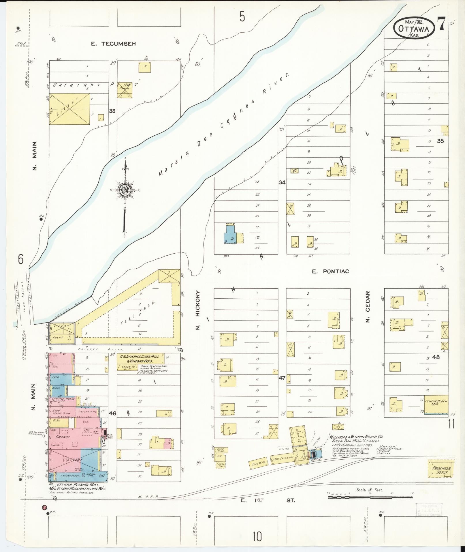 Sanborn Fire Insurance Map from Ottawa, Franklin County, Kansas (1912), Sheet #0007 - Complete Map Set gallery image, historic Sanborn map, vintage wall art, Kansas Kansas