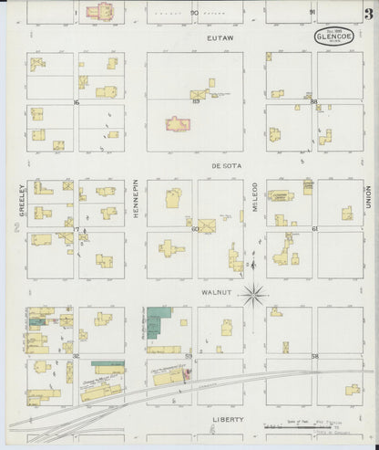 Sanborn Fire Insurance Map from Glencoe, Mcleod County, Minnesota (1893), Sheet #0003 - Complete Map Set gallery image, historic Sanborn map, vintage wall art, Minnesota Minnesota