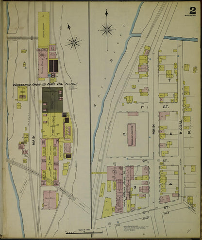 Sanborn Fire Insurance Map from Wheeling, Ohio County, West Virginia (1890), Sheet #0002 - Complete Map Set gallery image, historic Sanborn map, vintage wall art, West Virginia West Virginia