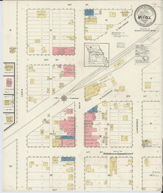 Sanborn Fire Insurance Map from Mcfall, Gentry County, Missouri (1917), Sheet #0001 - Historic Sanborn Fire Insurance Map Print, vintage old map wall art, antique decor, genealogy gift, Missouri Missouri map