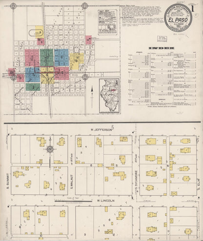 Sanborn Fire Insurance Map from El Paso, Woodford County, Illinois (1922), Sheet #0001 - Complete Map Set gallery image, historic Sanborn map, vintage wall art, Illinois Illinois