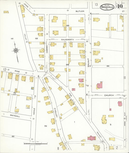 Sanborn Fire Insurance Map from Brookville, Jefferson County, Pennsylvania (1921), Sheet #0010 - Historic Sanborn Fire Insurance Map Print, vintage old map wall art, antique decor, genealogy gift, Pennsylvania Pennsylvania map