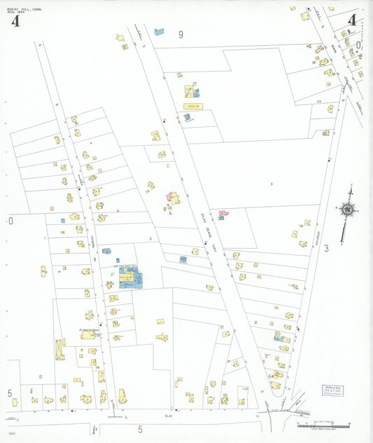 Sanborn Fire Insurance Map from Rocky Hill, Hartford County, Connecticut (1950), Sheet #0004 - Historic Sanborn Fire Insurance Map Print, vintage old map wall art, antique decor, genealogy gift, Connecticut Connecticut map