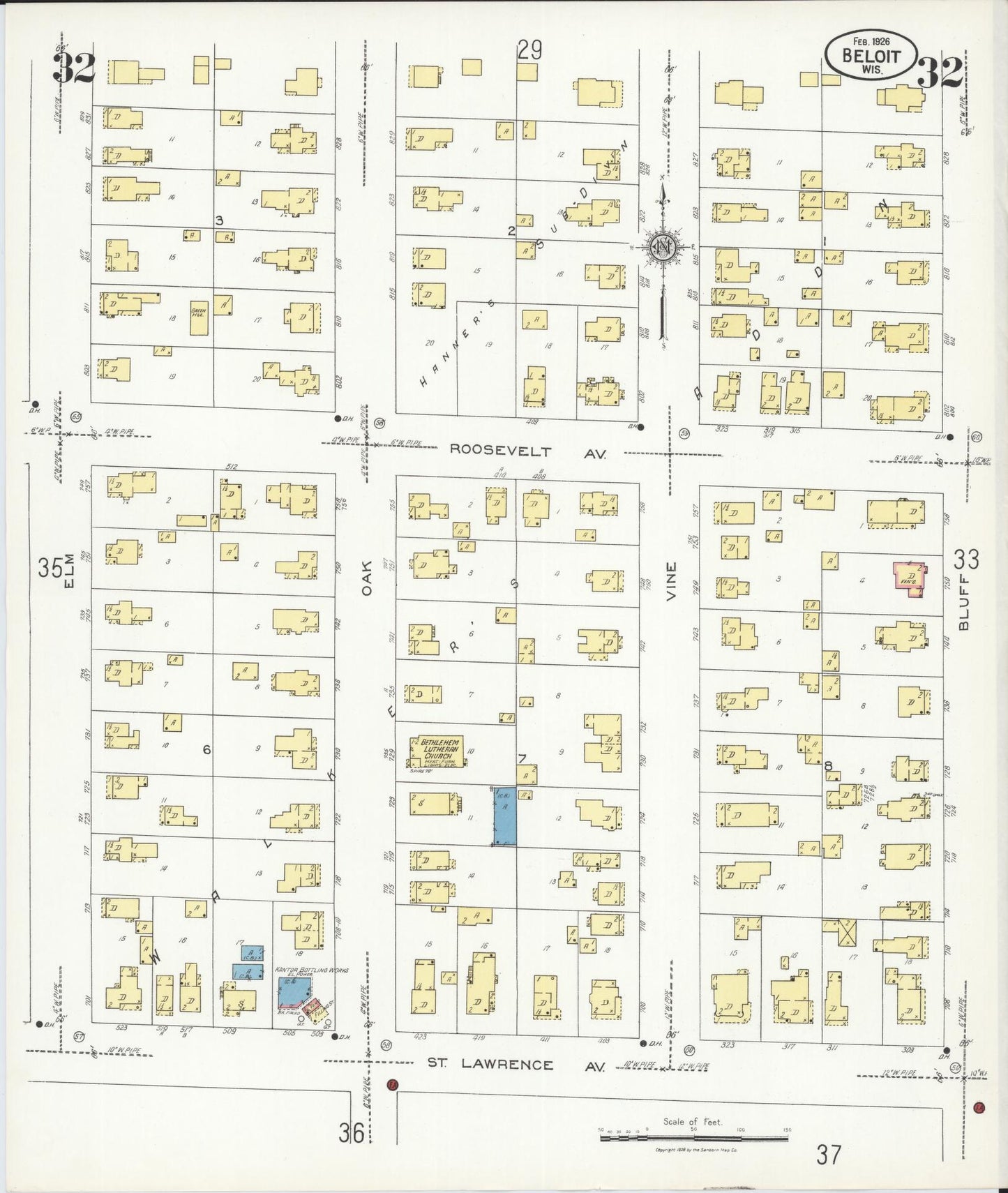 Sanborn Fire Insurance Map from Beloit, Rock County, Wisconsin (1926), Sheet #0032 - Complete Map Set gallery image, historic Sanborn map, vintage wall art, Wisconsin Wisconsin