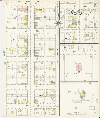 Sanborn Fire Insurance Map from Galena, Cherokee County, Kansas (1890), Sheet #0005 - Complete Map Set gallery image, historic Sanborn map, vintage wall art, Kansas Kansas