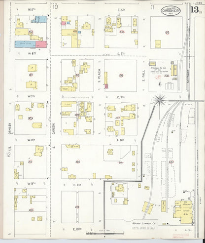 Sanborn Fire Insurance Map from Carson City, Carson City County, Nevada (1941), Sheet #0013 - Complete Map Set gallery image, historic Sanborn map, vintage wall art, Nevada Nevada
