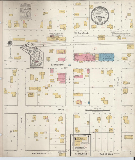 Sanborn Fire Insurance Map from Pewamo, Ionia County, Michigan (1918), Sheet #0001 - Historic Sanborn Fire Insurance Map Print, vintage old map wall art, antique decor, genealogy gift, Michigan Michigan map