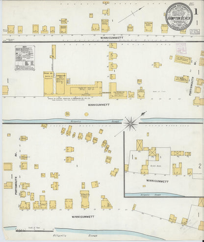 Sanborn Fire Insurance Map from Hampton Beach, Rockingham County, New Hampshire (1904), Sheet #0001 - Complete Map Set gallery image, historic Sanborn map, vintage wall art, New Hampshire New Hampshire