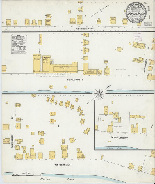 Sanborn Fire Insurance Map from Hampton Beach, Rockingham County, New Hampshire (1904), Sheet #0001 - Complete Map Set gallery image, historic Sanborn map, vintage wall art, New Hampshire New Hampshire