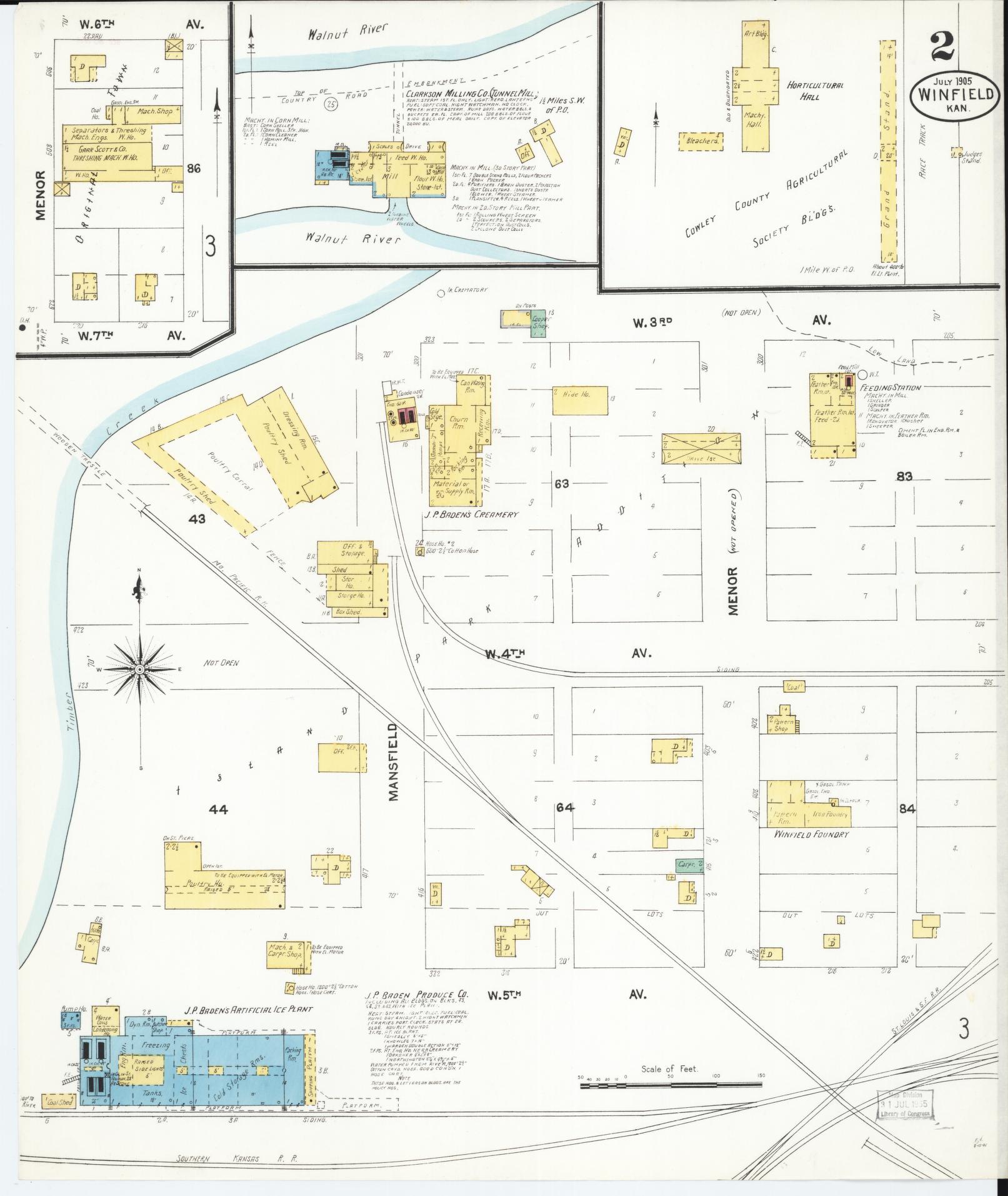 Sanborn Fire Insurance Map from Winfield, Cowley County, Kansas (1905), Sheet #0002 - Complete Map Set gallery image, historic Sanborn map, vintage wall art, Kansas Kansas