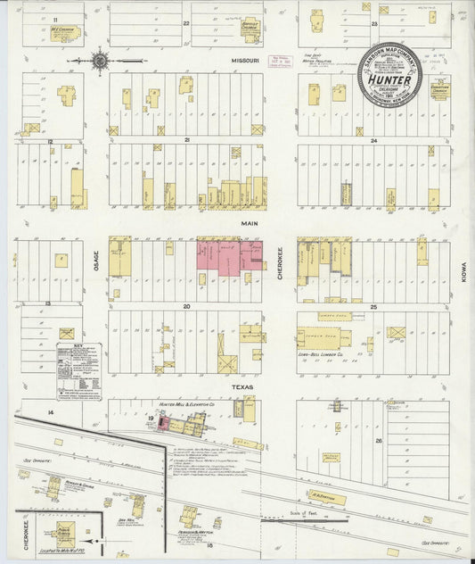 Sanborn Fire Insurance Map from Hunter, Garfield County, Oklahoma (1911), Sheet #0001 - Historic Sanborn Fire Insurance Map Print, vintage old map wall art, antique decor, genealogy gift, Oklahoma Oklahoma map