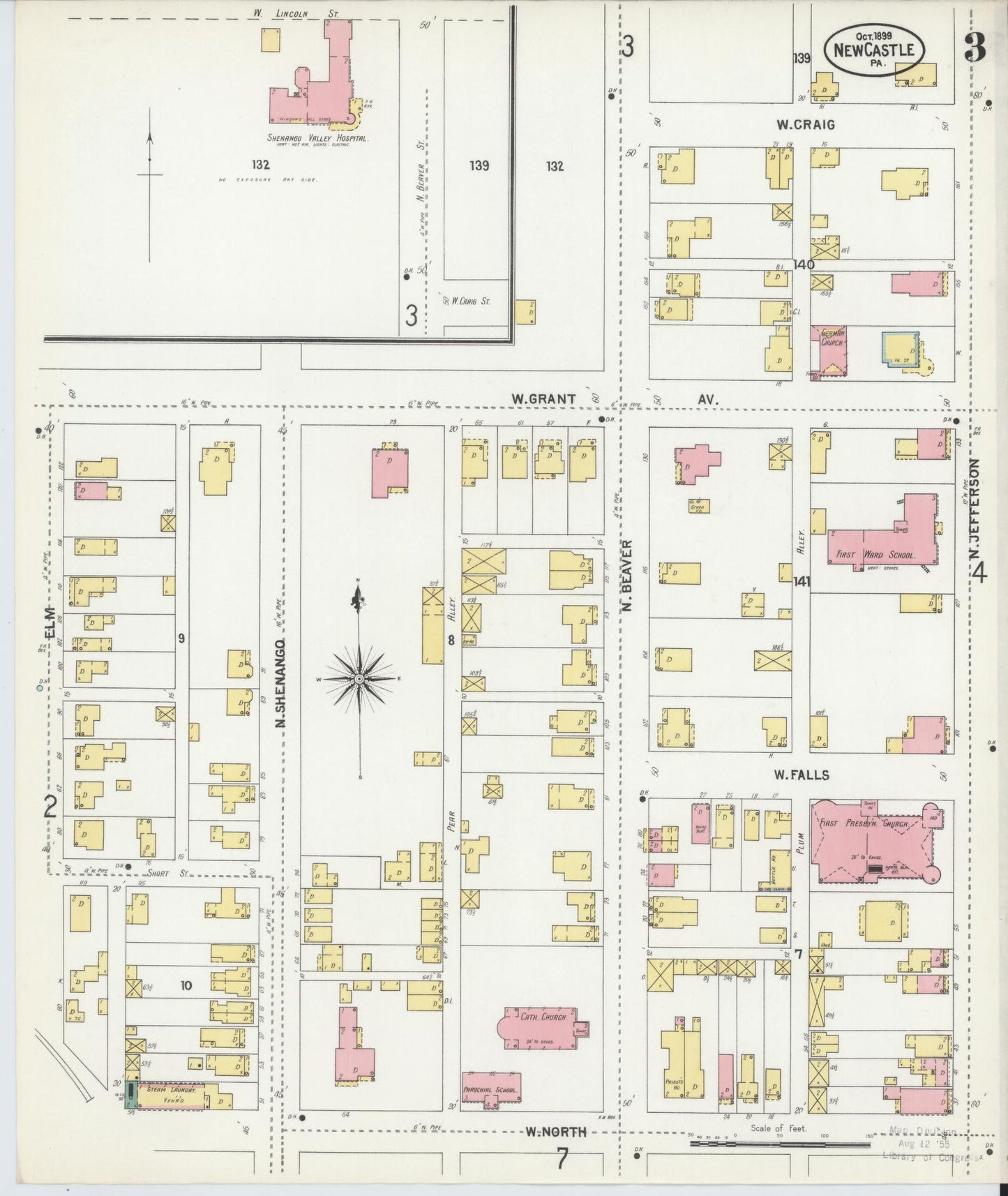 Sanborn Fire Insurance Map from New Castle, Lawrence County, Pennsylvania (1899), Sheet #0003 - Complete Map Set gallery image, historic Sanborn map, vintage wall art, Pennsylvania Pennsylvania