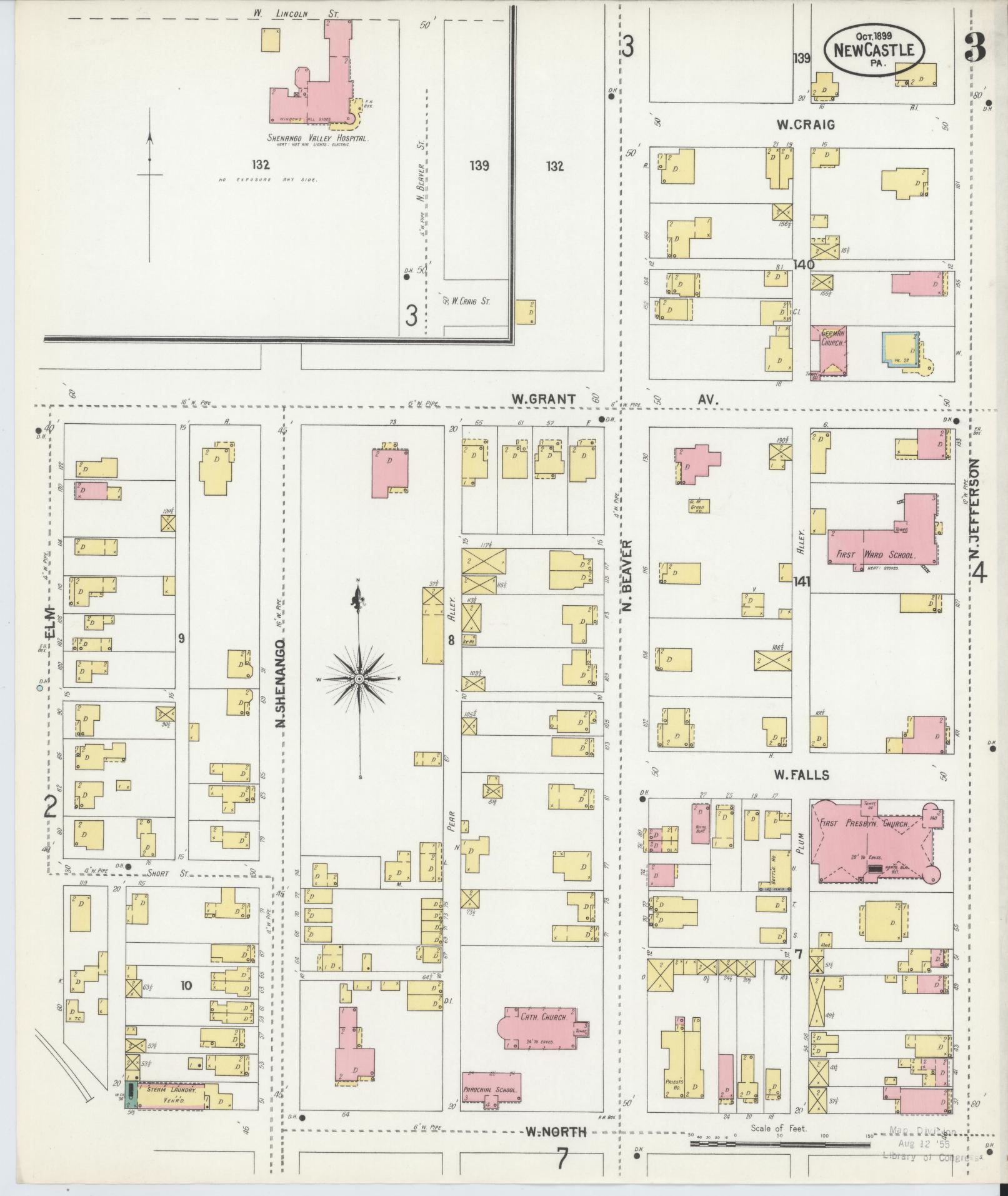Sanborn Fire Insurance Map from New Castle, Lawrence County, Pennsylvania (1899), Sheet #0003 - Complete Map Set gallery image, historic Sanborn map, vintage wall art, Pennsylvania Pennsylvania