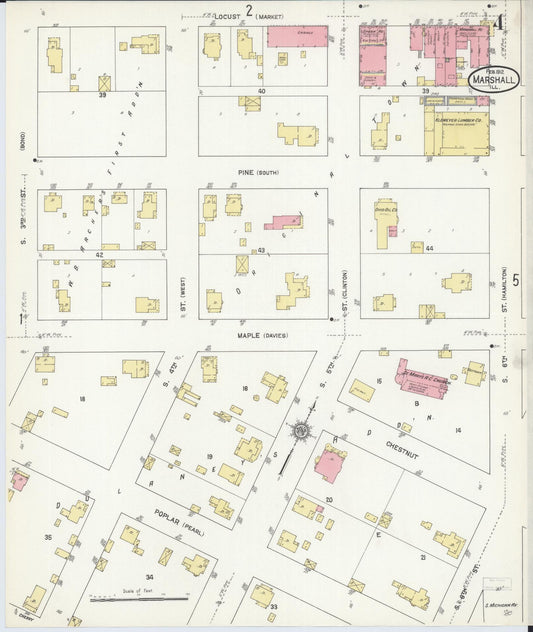 Sanborn Fire Insurance Map from Marshall, Clark County, Illinois (1912), Sheet #0004 - Historic Sanborn Fire Insurance Map Print, vintage old map wall art, antique decor, genealogy gift, Illinois Illinois map