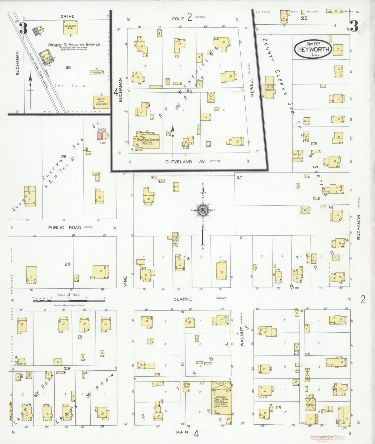 Sanborn Fire Insurance Map from Heyworth, McLean County, Illinois (1927), Sheet #0003 - Complete Map Set gallery image, historic Sanborn map, vintage wall art, Illinois Illinois