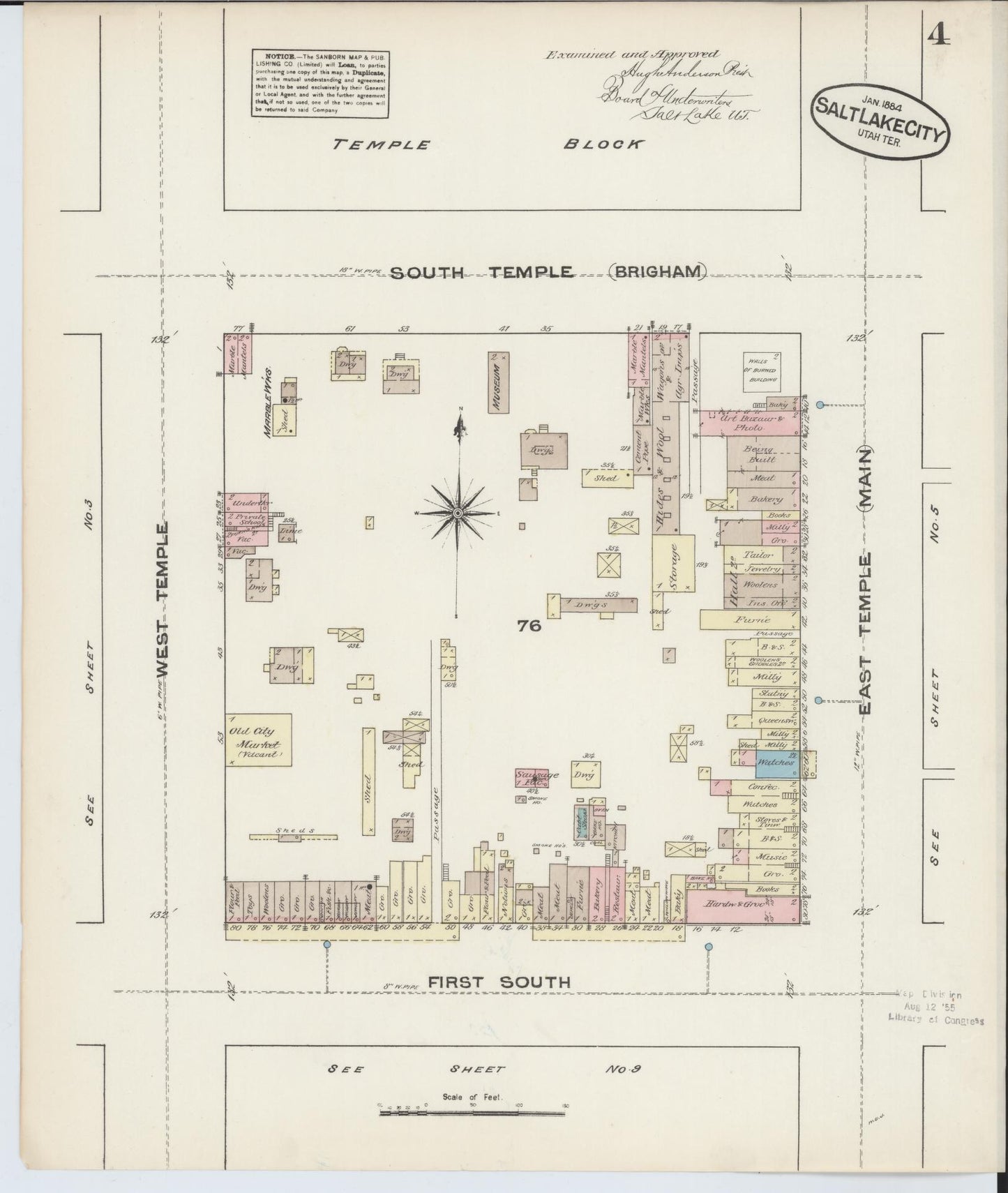 Sanborn Fire Insurance Map from Salt Lake City, Salt Lake County, Utah (1884), Sheet #0004 - Complete Map Set gallery image, historic Sanborn map, vintage wall art, Utah Utah